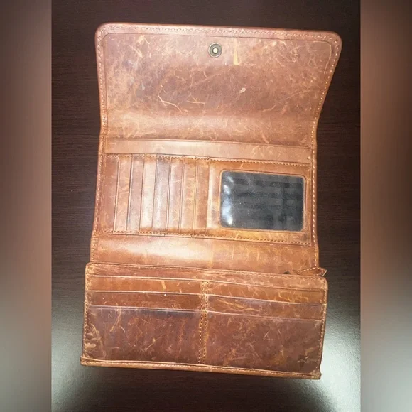 Frye Melissa Trifold Leather Brown Leather - Picture 3 of 9